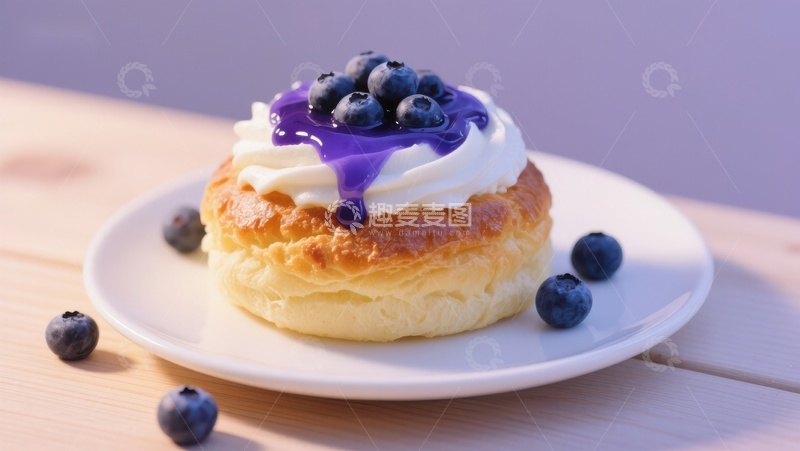 高清大图下载【趣麦麦图】蓝莓奶油泡芙
