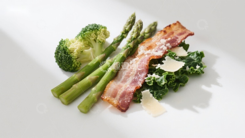 高清大图下载【趣麦麦图】西兰花芦笋培根沙拉