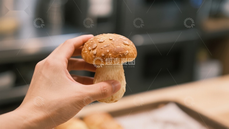 高清大图下载【趣麦麦图】手握新鲜蘑菇特写