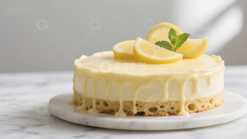 高清大图下载【趣麦麦图】柠檬芝士蛋糕，清新美味