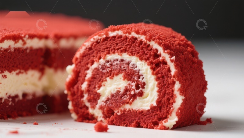 高清大图下载【趣麦麦图】红丝绒蛋糕卷特写
