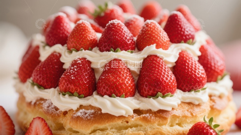 高清大图下载【趣麦麦图】草莓奶油蛋糕特写