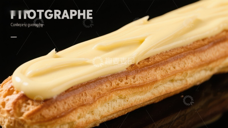 高清大图下载【趣麦麦图】奶油覆盖的酥皮糕点特写