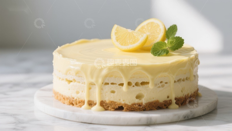 高清大图下载【趣麦麦图】柠檬芝士蛋糕，清新美味