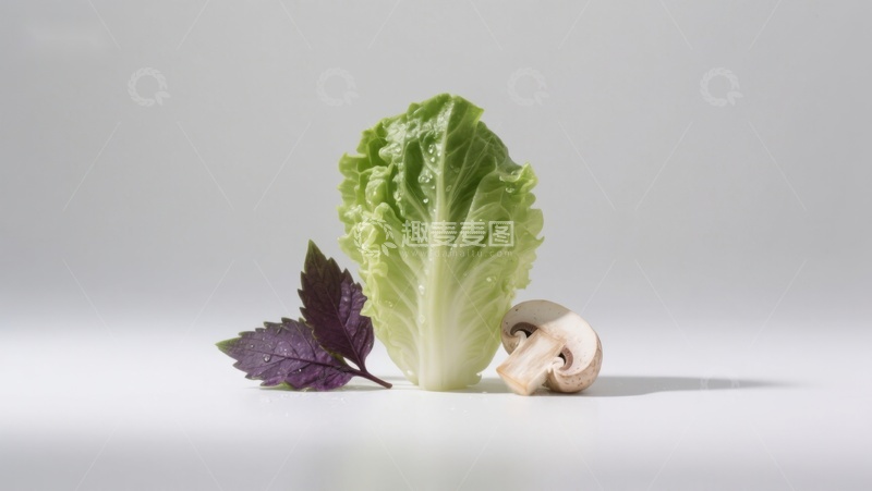 高清大图下载【趣麦麦图】生菜菌菇与紫叶静物