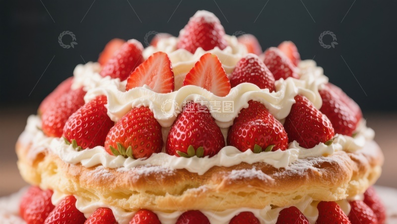 高清大图下载【趣麦麦图】草莓奶油蛋糕