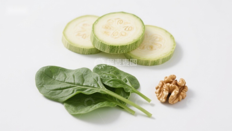 高清大图下载【趣麦麦图】西葫芦片菠菜核桃组合