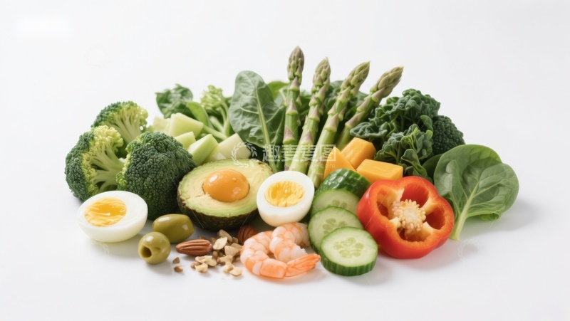 高清大图下载【趣麦麦图】新鲜蔬菜水果与蛋白质食材组合