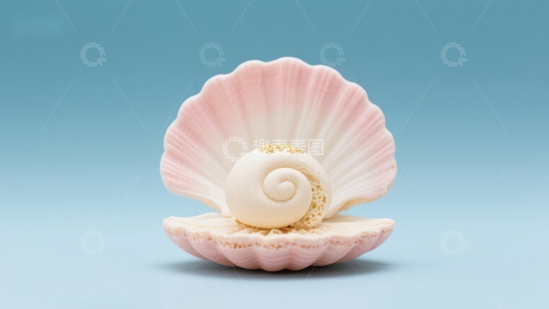 高清大图下载【趣麦麦图】粉色贝壳中的白色螺纹装饰
