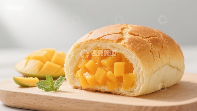 高清大图下载【趣麦麦图】芒果面包，新鲜美味