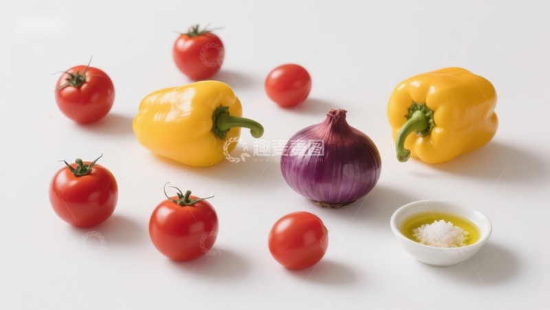 高清大图下载【趣麦麦图】新鲜蔬菜与调味料摆拍