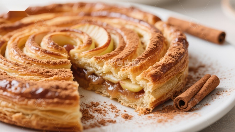 高清大图下载【趣麦麦图】苹果螺旋酥饼配肉桂