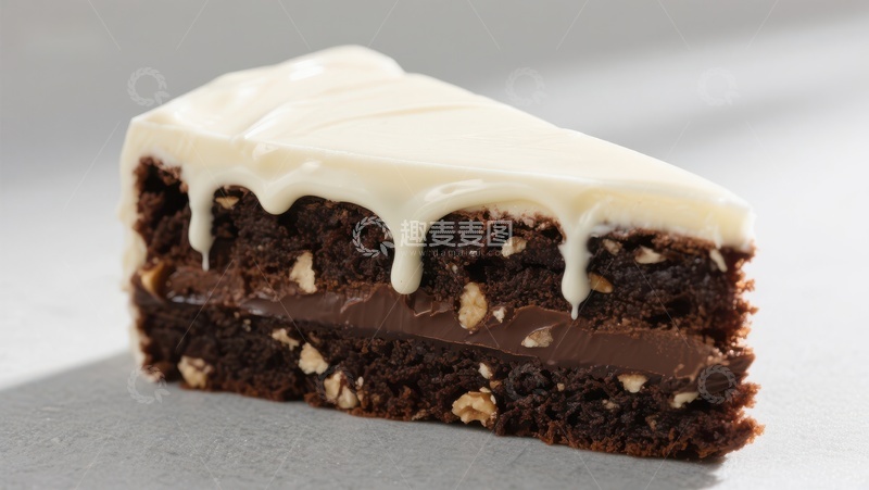高清大图下载【趣麦麦图】巧克力坚果蛋糕切片
