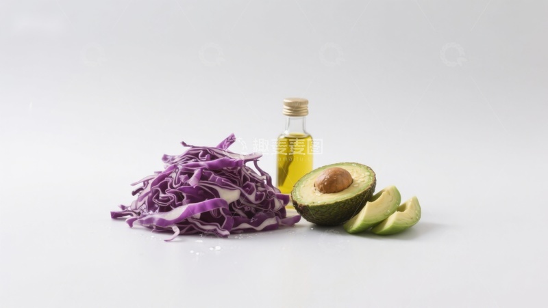 高清大图下载【趣麦麦图】紫甘蓝、牛油果与橄榄油