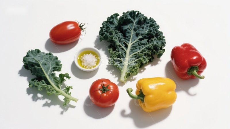 高清大图下载【趣麦麦图】新鲜蔬菜与调味料摆拍