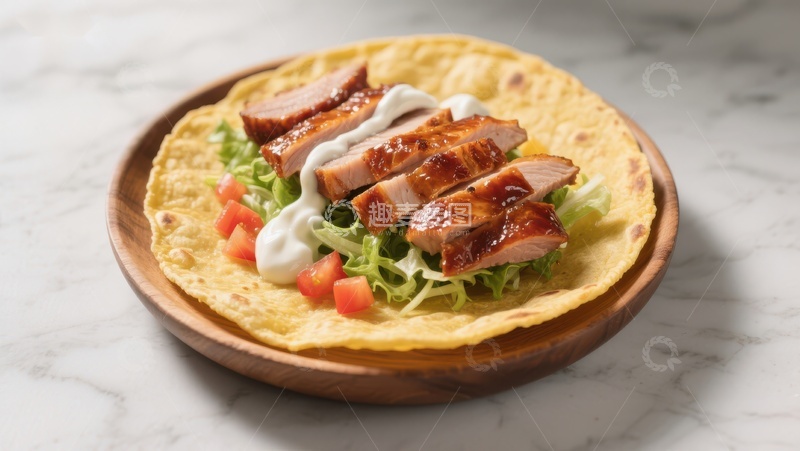 高清大图下载【趣麦麦图】烤肉卷饼配生菜和酱料