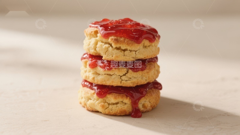 高清大图下载【趣麦麦图】草莓酱夹心饼干叠放