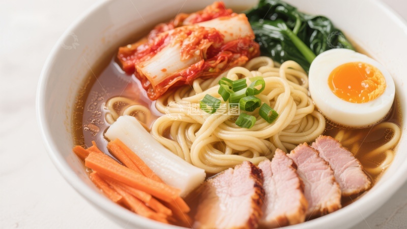 高清大图下载【趣麦麦图】美味拉面配泡菜和卤蛋