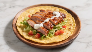 烤鸭薄饼配生菜和酱料