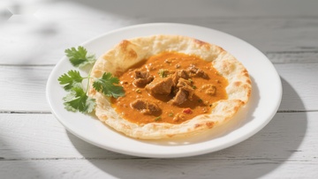 香浓咖喱肉配烤饼