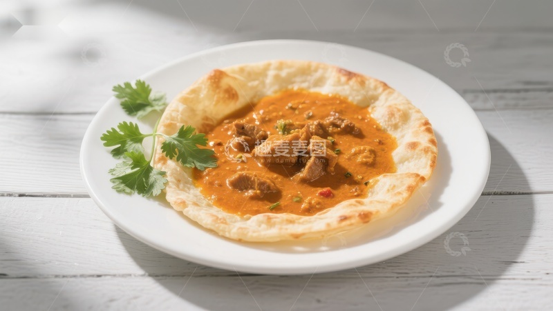 高清大图下载【趣麦麦图】香浓咖喱肉配烤饼