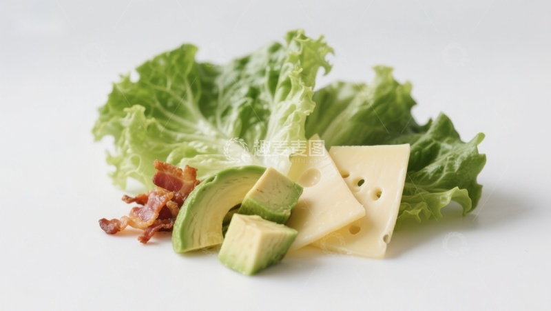高清大图下载【趣麦麦图】生菜奶酪牛油果培根组合