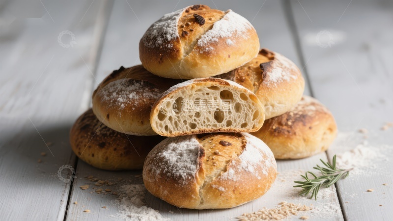 高清大图下载【趣麦麦图】新鲜出炉的面包堆叠