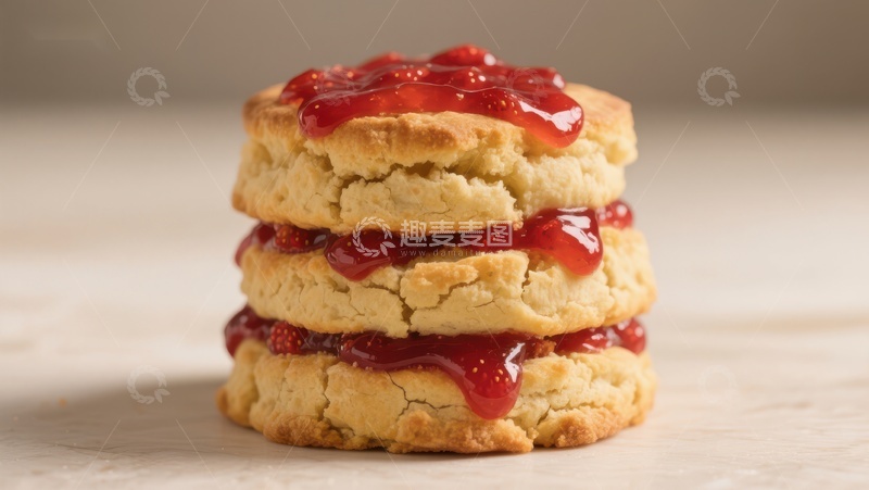 高清大图下载【趣麦麦图】草莓酱夹心饼干叠放