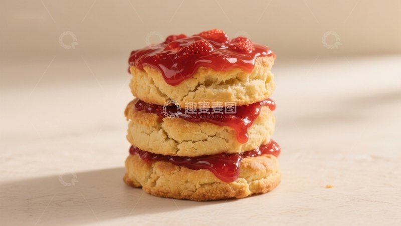 高清大图下载【趣麦麦图】草莓酱夹心饼干叠放