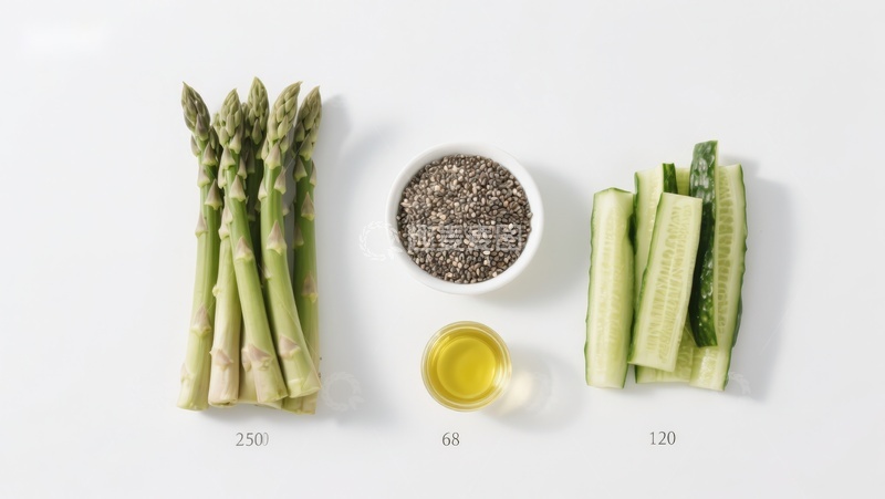 高清大图下载【趣麦麦图】芦笋黄瓜奇亚籽食材展示