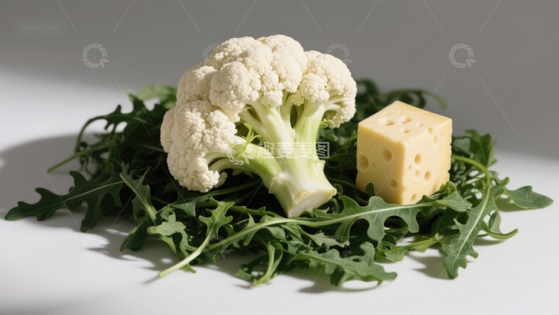 高清大图下载【趣麦麦图】花椰菜与奶酪配芝麻菜