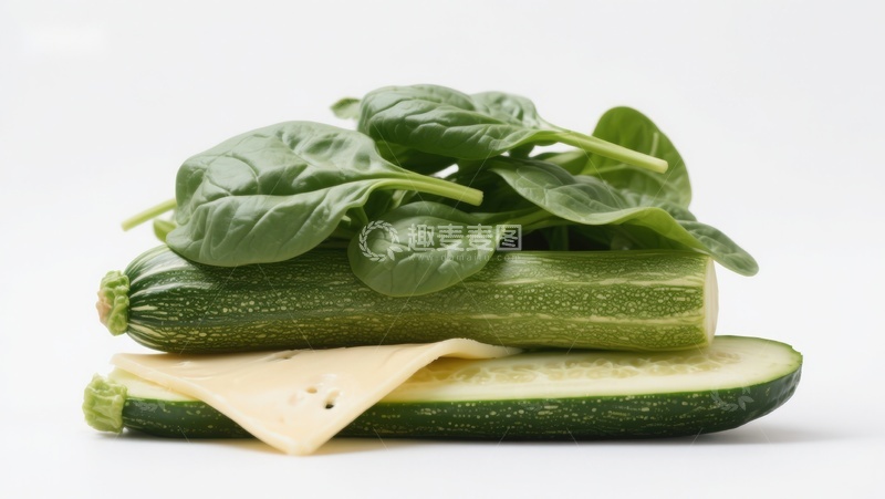 高清大图下载【趣麦麦图】西葫芦菠菜奶酪叠放