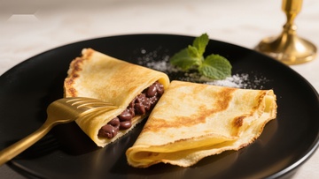 黑豆馅薄饼，点缀薄荷与糖粉