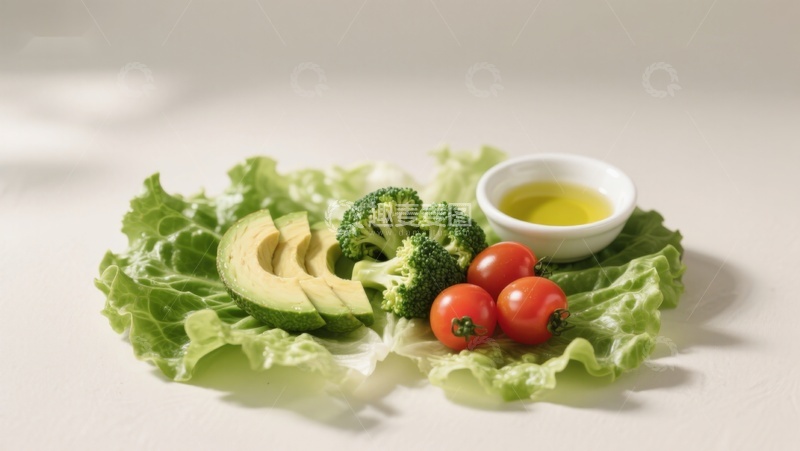 高清大图下载【趣麦麦图】新鲜蔬菜与橄榄油摆盘