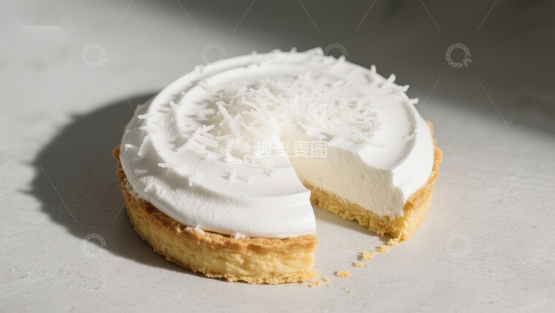 高清大图下载【趣麦麦图】椰香奶油蛋糕，切片展示