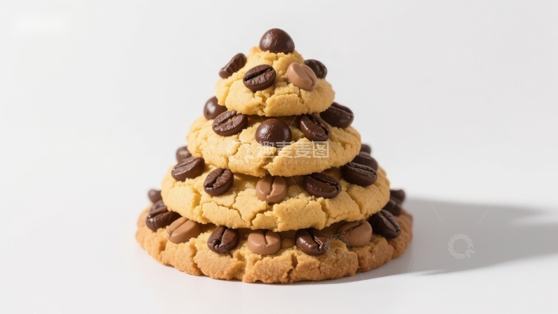 高清大图下载【趣麦麦图】咖啡豆装饰的饼干金字塔