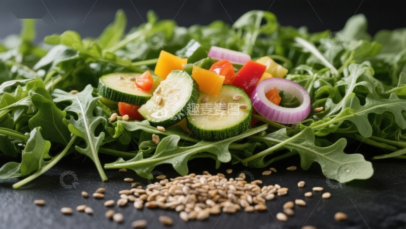 高清大图下载【趣麦麦图】新鲜蔬菜沙拉配芝麻