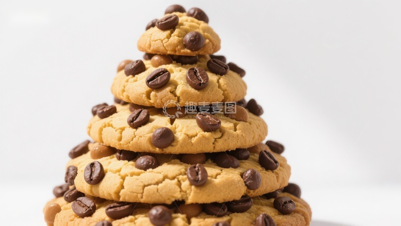 高清大图下载【趣麦麦图】巧克力豆饼干堆叠成塔
