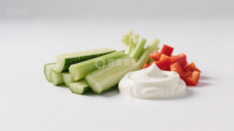 高清大图下载【趣麦麦图】切片黄瓜红椒配酸奶