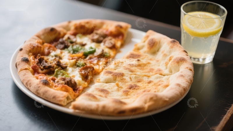 高清大图下载【趣麦麦图】美味披萨配柠檬水