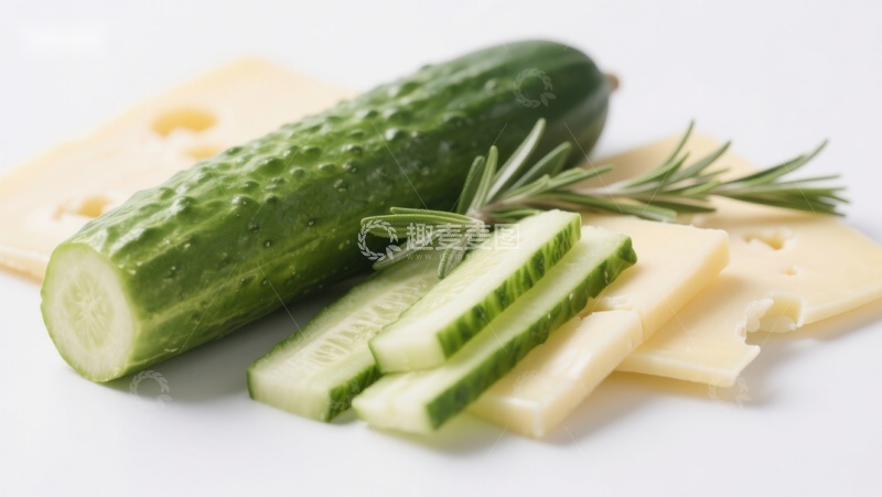 高清大图下载【趣麦麦图】黄瓜奶酪与迷迭香摆盘