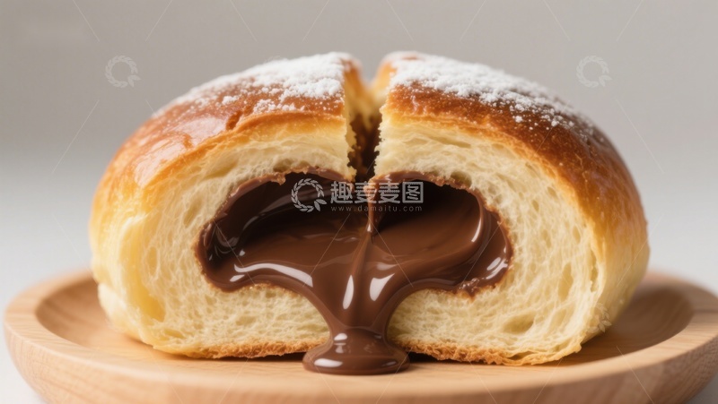 高清大图下载【趣麦麦图】巧克力流心面包，甜蜜诱人