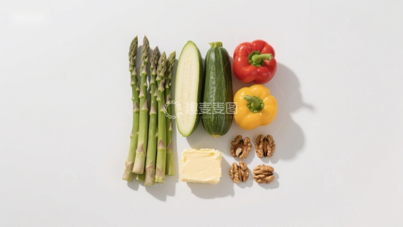 高清大图下载【趣麦麦图】新鲜蔬菜与坚果静物组合