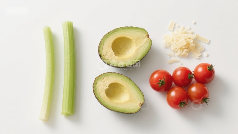 高清大图下载【趣麦麦图】新鲜蔬菜与牛油果食材展示