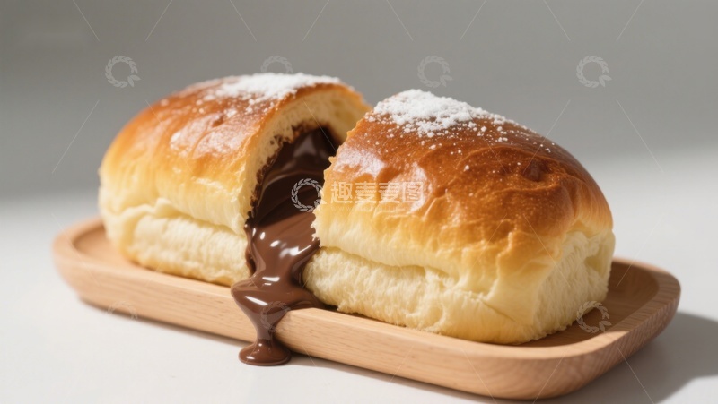 高清大图下载【趣麦麦图】巧克力夹心面包，甜蜜诱人