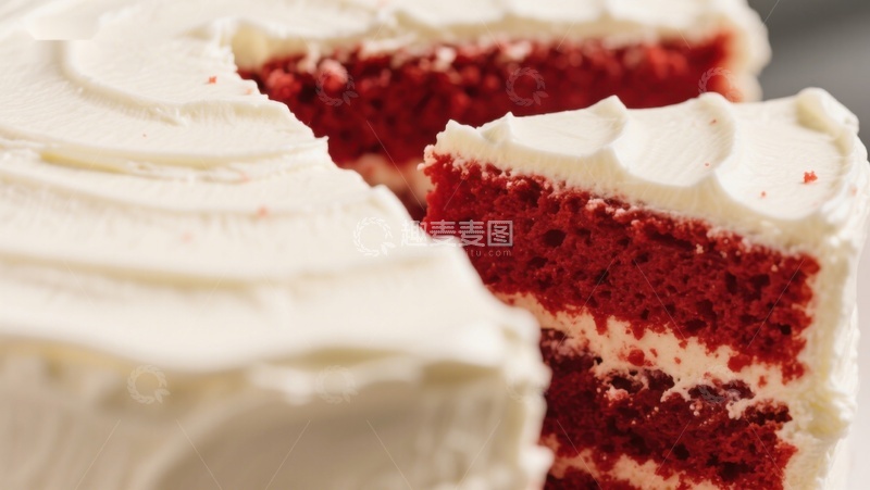 高清大图下载【趣麦麦图】红丝绒蛋糕切片特写