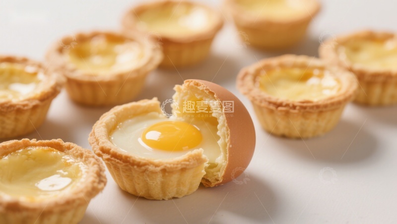 高清大图下载【趣麦麦图】蛋挞与生鸡蛋的创意组合