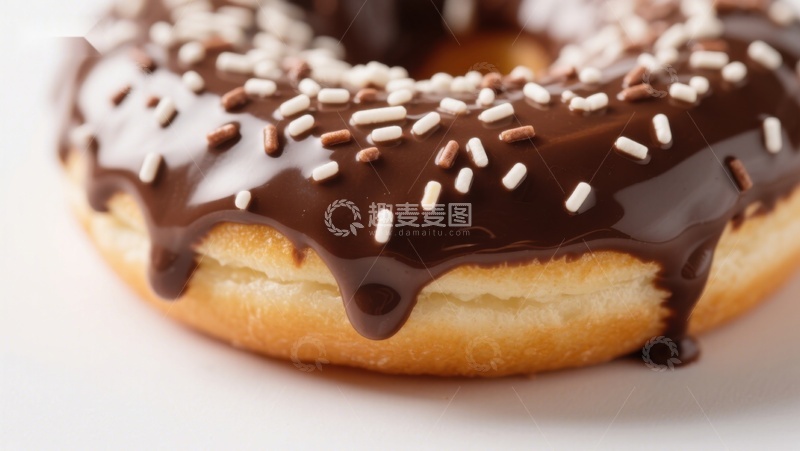 高清大图下载【趣麦麦图】巧克力糖霜甜甜圈特写