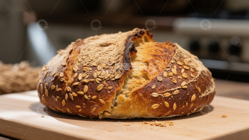 新鲜出炉的全麦面包