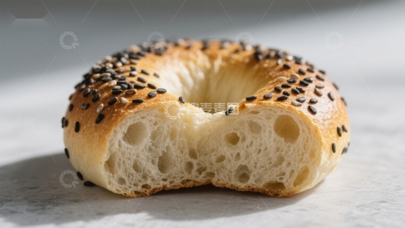 高清大图下载【趣麦麦图】新鲜芝麻贝果特写